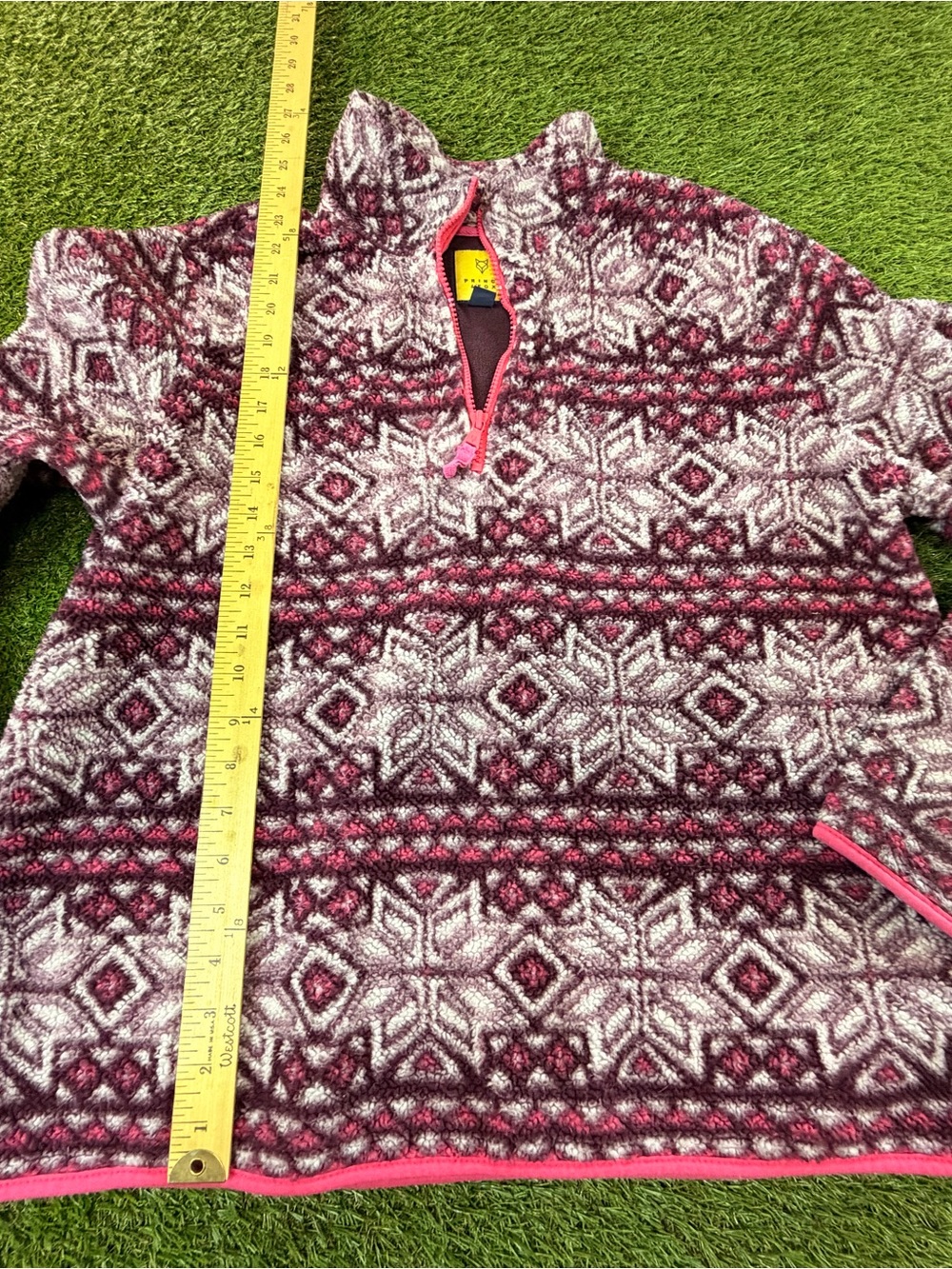 Prince & Fox Pink and White Patterned Half-Zip Pullover